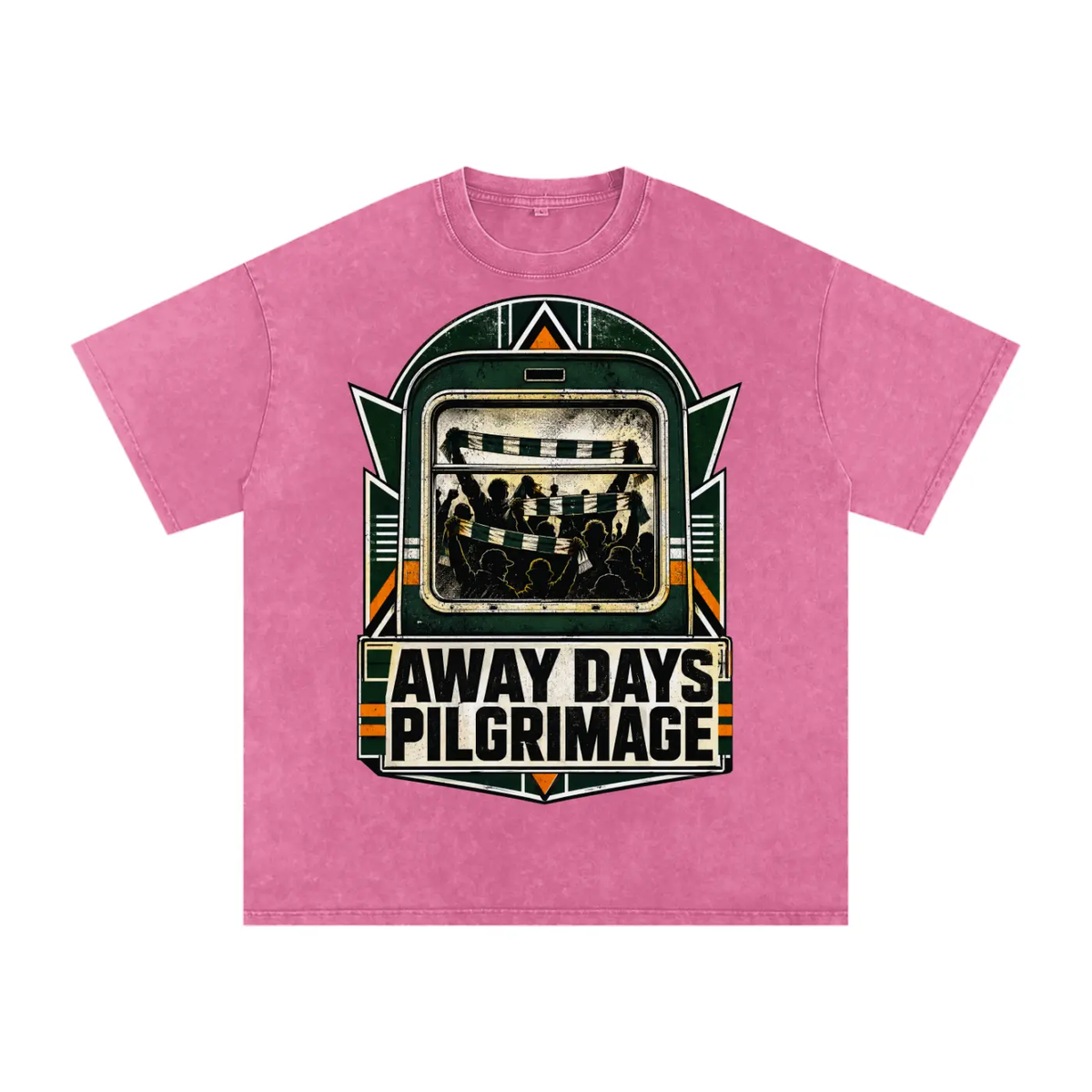 Glasgow Hoops Away Days Pilgrimage: Snow Washed Oversized Cotton T-Shirt - Celtic Wolfwear