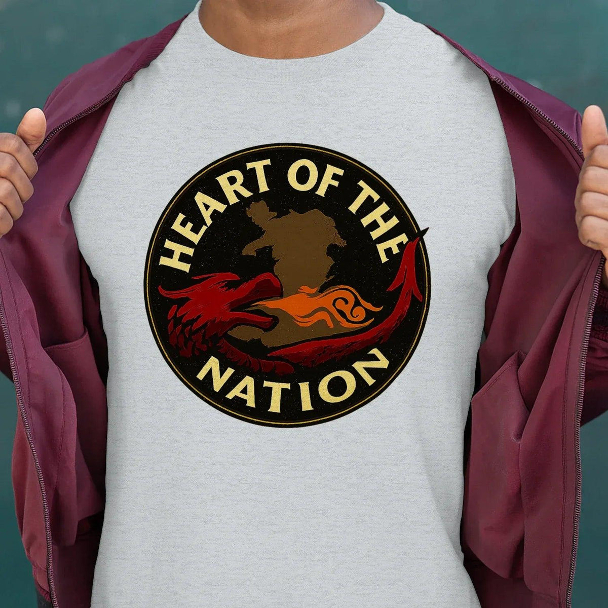 Heart of the Nation Welsh Dragon T-Shirt – Badge Graphic - Celtic Wolfwear