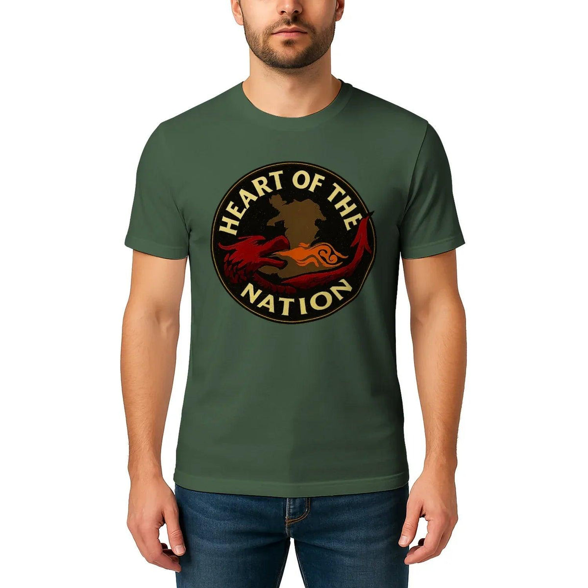 Heart of the Nation Welsh Dragon T-Shirt – Badge Graphic - Celtic Wolfwear