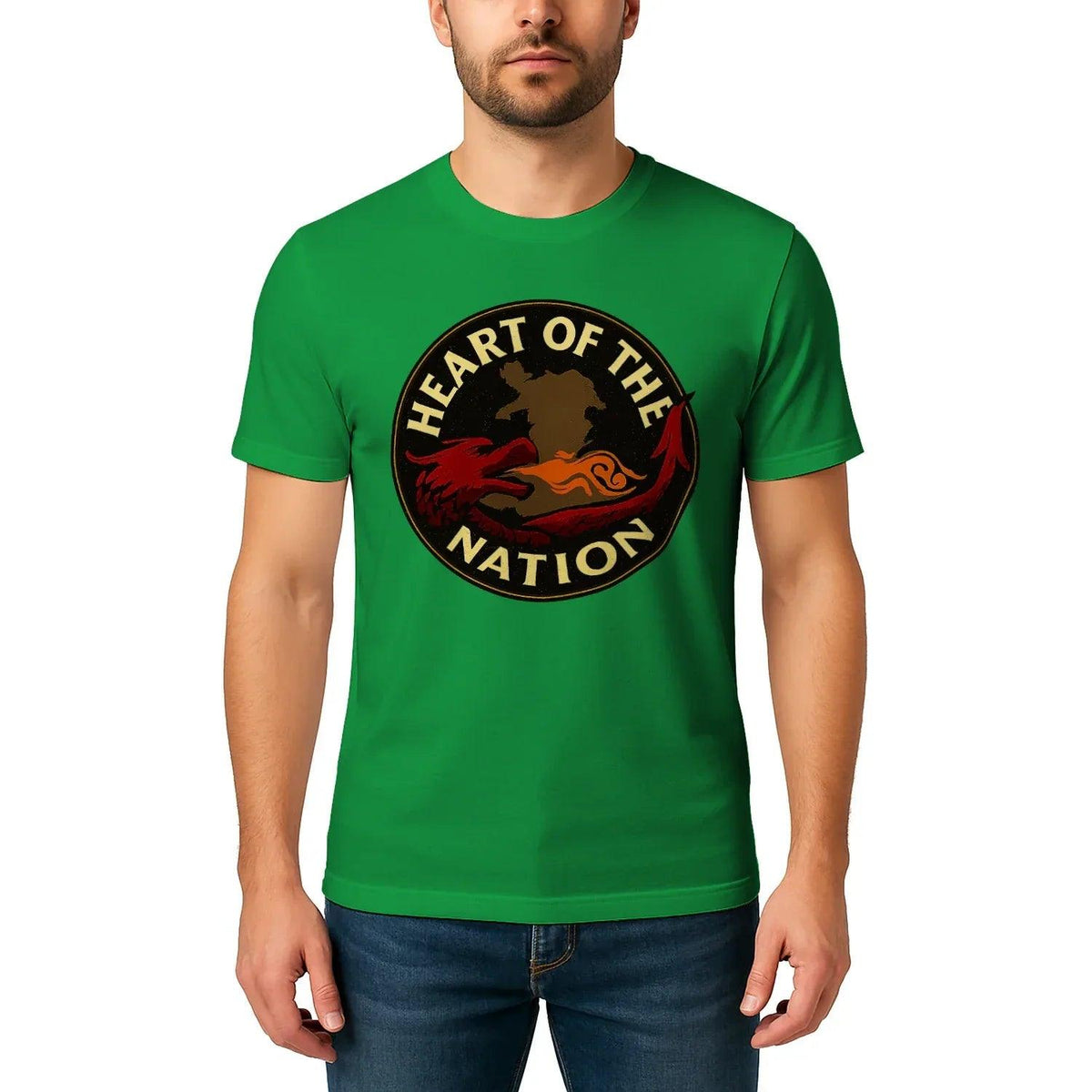 Heart of the Nation Welsh Dragon T-Shirt – Badge Graphic - Celtic Wolfwear