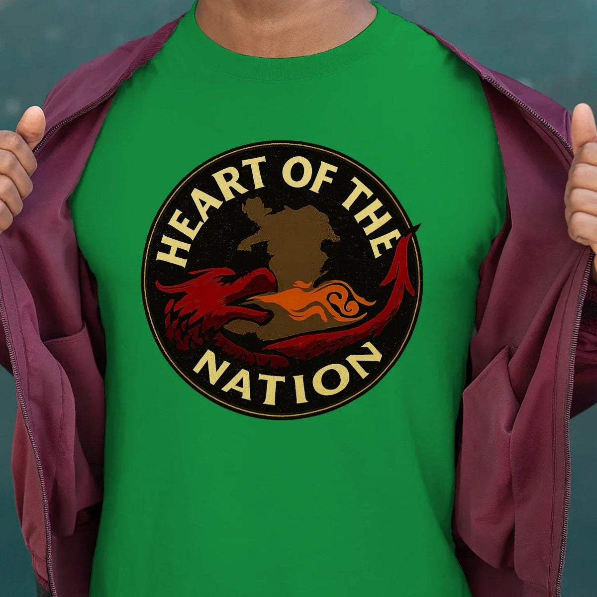Heart of the Nation Welsh Dragon T-Shirt – Badge Graphic - Celtic Wolfwear
