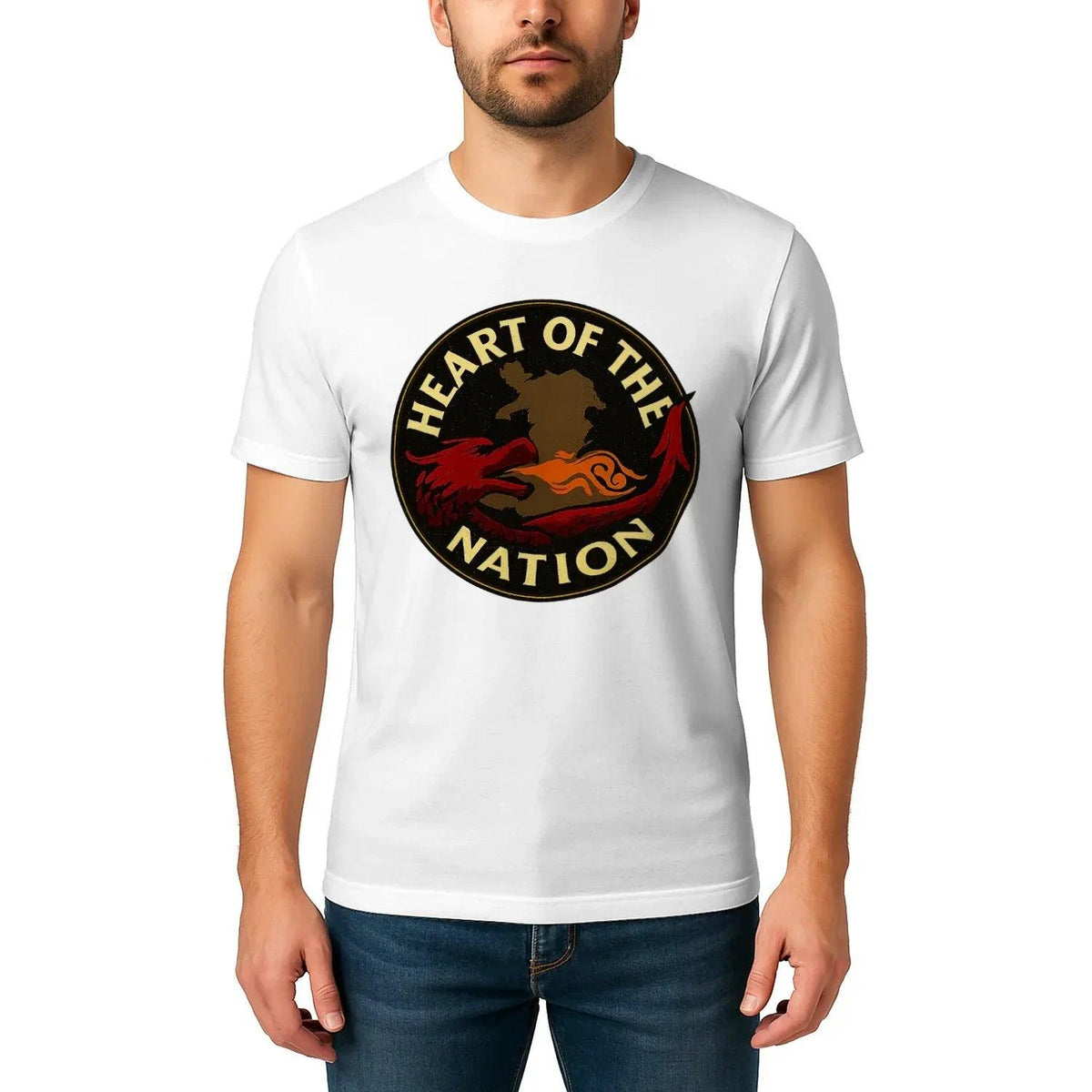 Heart of the Nation Welsh Dragon T-Shirt – Badge Graphic - Celtic Wolfwear