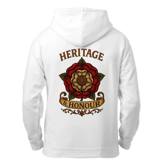 Heritage & Honour Red Rose Zip Hoodie – Gold Shield - Celtic Wolfwear