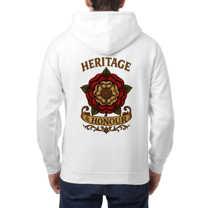Heritage & Honour Red Rose Zip Hoodie – Gold Shield - Celtic Wolfwear