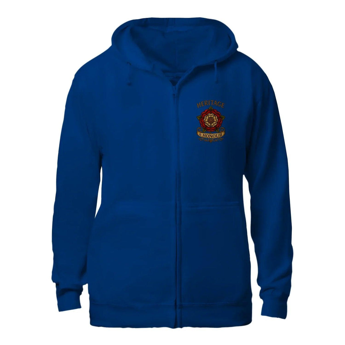 Heritage & Honour Red Rose Zip Hoodie – Gold Shield - Celtic Wolfwear
