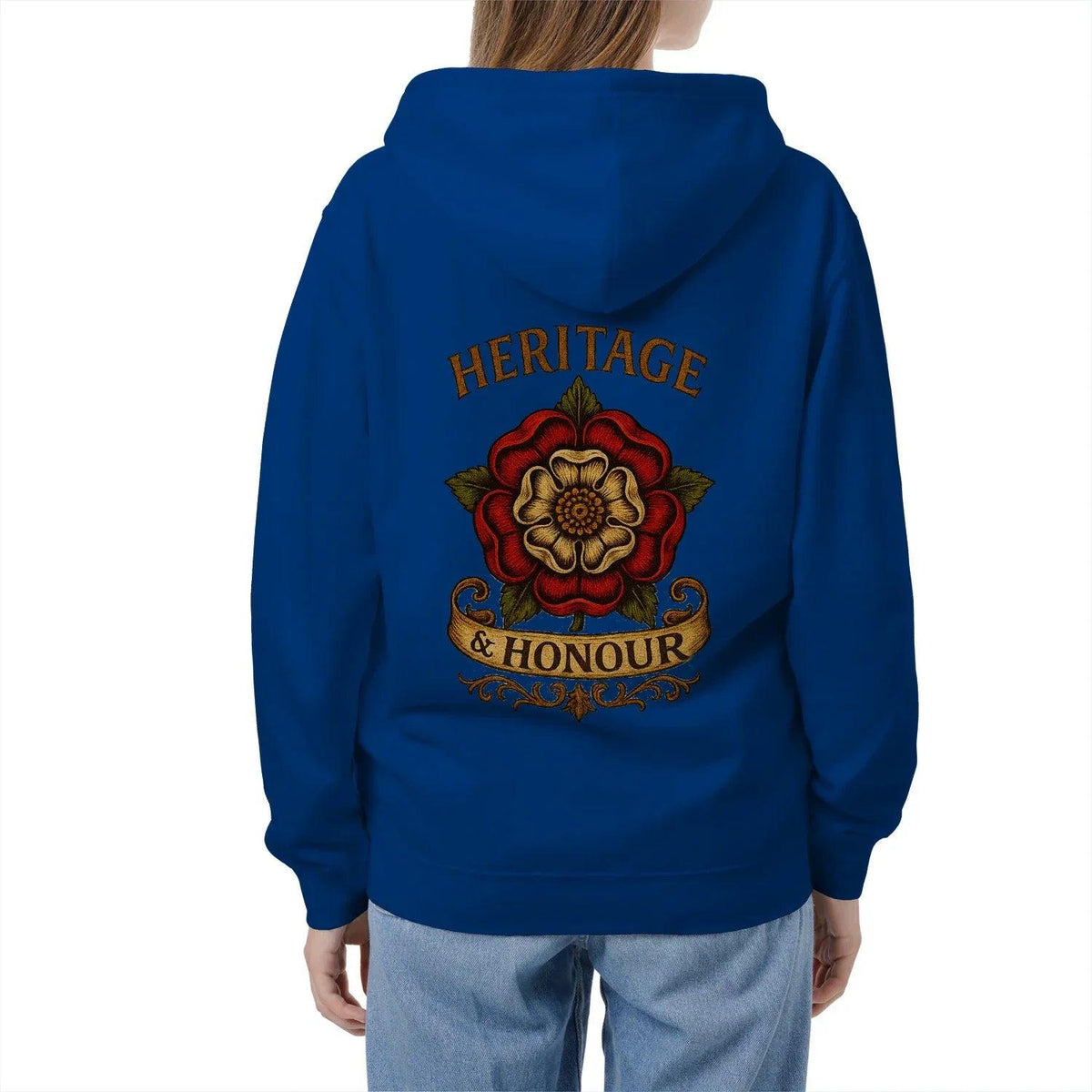 Heritage & Honour Red Rose Zip Hoodie – Gold Shield - Celtic Wolfwear
