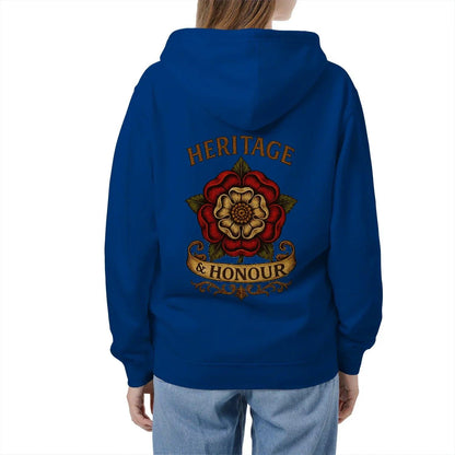 Heritage & Honour Red Rose Zip Hoodie – Gold Shield - Celtic Wolfwear