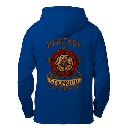 Heritage & Honour Red Rose Zip Hoodie – Gold Shield - Celtic Wolfwear