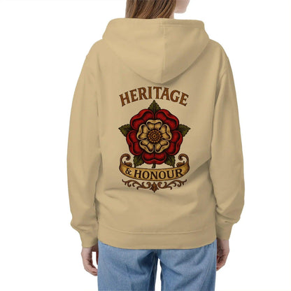 Heritage & Honour Red Rose Zip Hoodie – Gold Shield - Celtic Wolfwear
