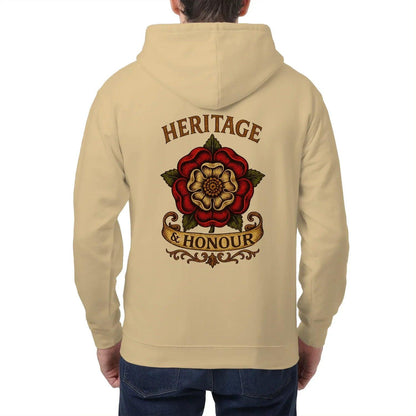 Heritage & Honour Red Rose Zip Hoodie – Gold Shield - Celtic Wolfwear
