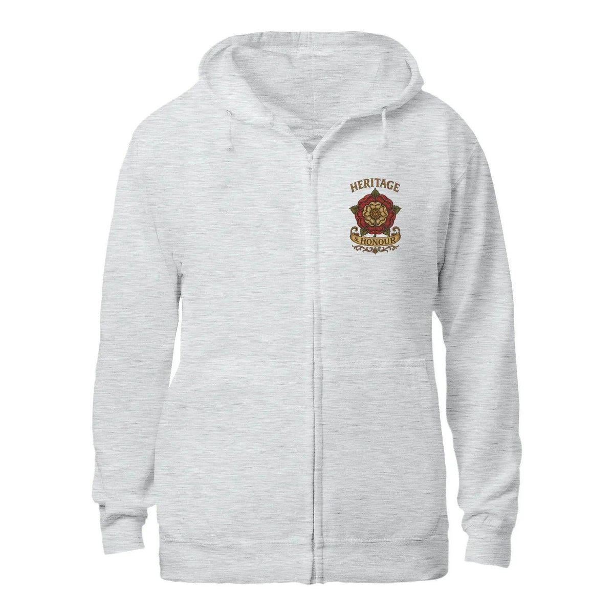 Heritage & Honour Red Rose Zip Hoodie – Gold Shield - Celtic Wolfwear