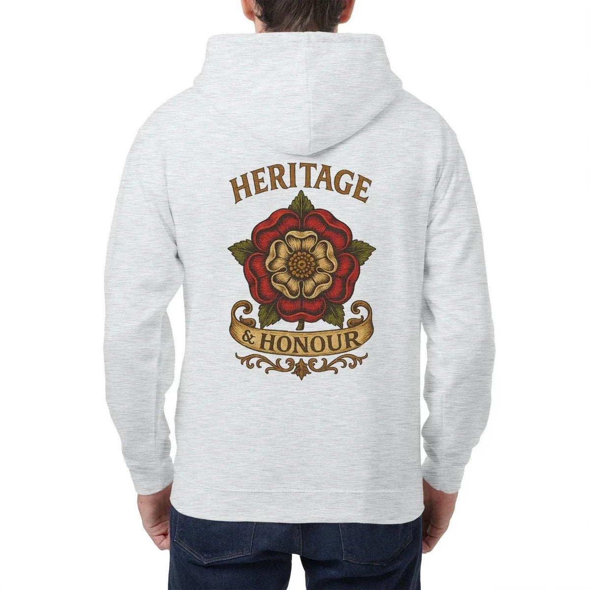 Heritage & Honour Red Rose Zip Hoodie – Gold Shield - Celtic Wolfwear