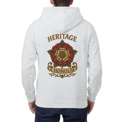 Heritage & Honour Red Rose Zip Hoodie – Gold Shield - Celtic Wolfwear