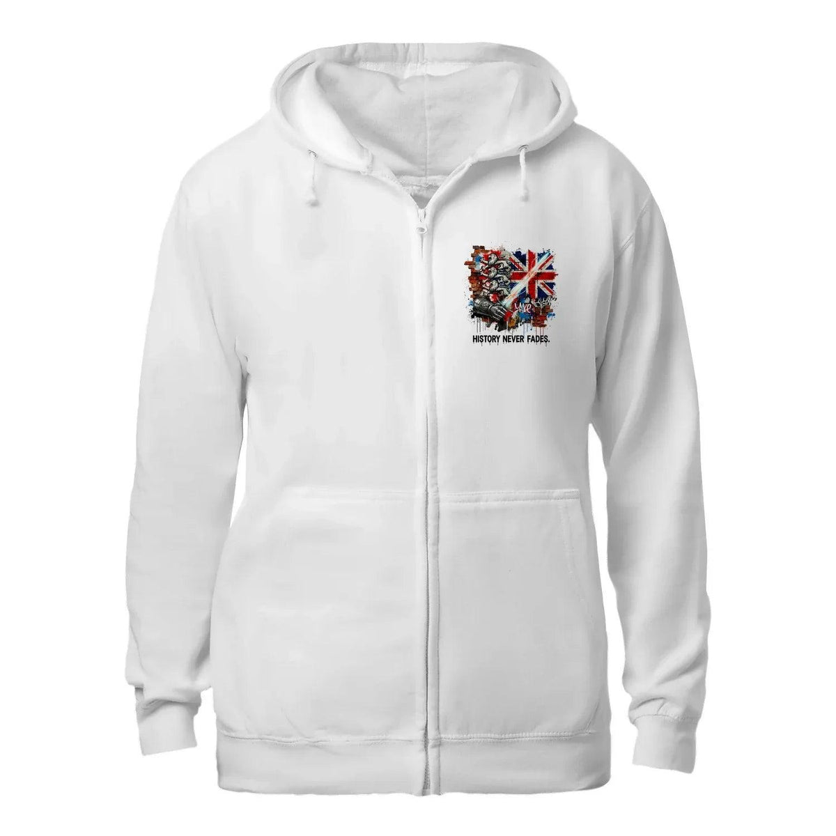 History Never Fades Union Jack Biker Zip Hoodie - Celtic Wolfwear