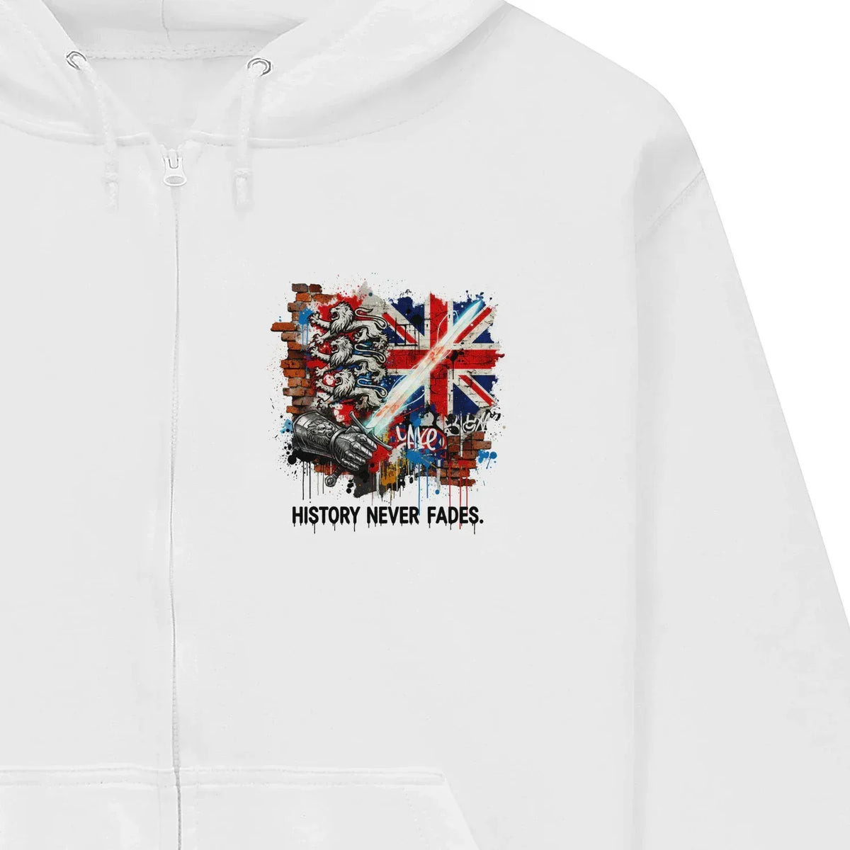 History Never Fades Union Jack Biker Zip Hoodie - Celtic Wolfwear