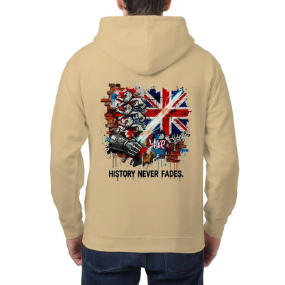History Never Fades Union Jack Biker Zip Hoodie - Celtic Wolfwear