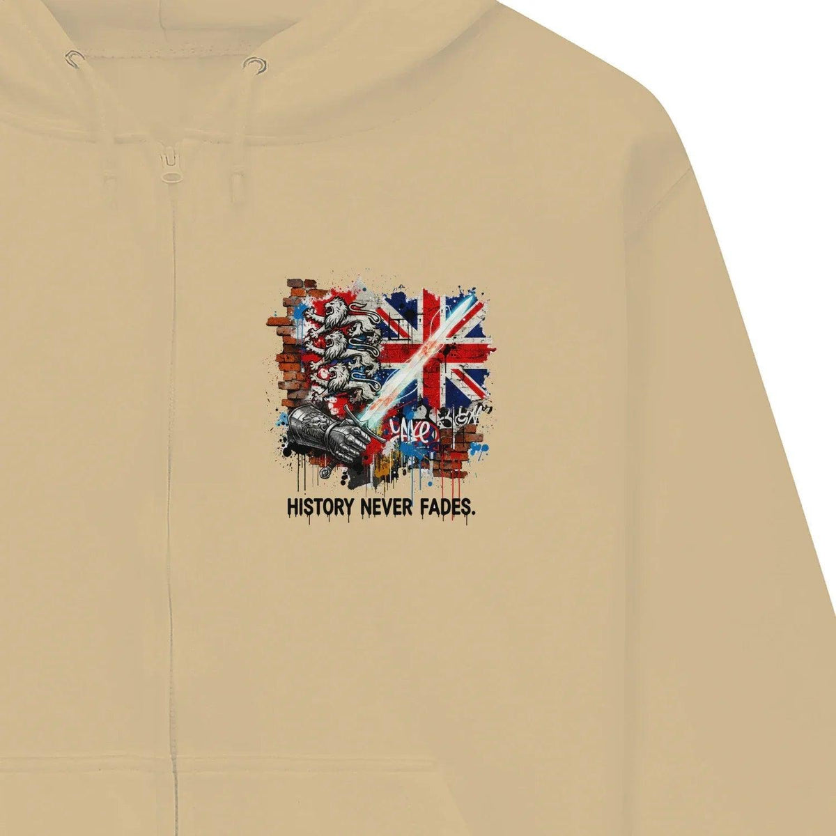 History Never Fades Union Jack Biker Zip Hoodie - Celtic Wolfwear