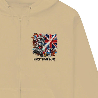 History Never Fades Union Jack Biker Zip Hoodie - Celtic Wolfwear