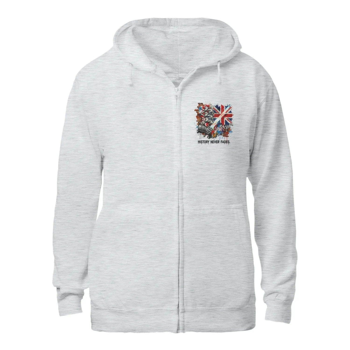 History Never Fades Union Jack Biker Zip Hoodie - Celtic Wolfwear