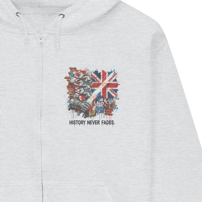 History Never Fades Union Jack Biker Zip Hoodie - Celtic Wolfwear