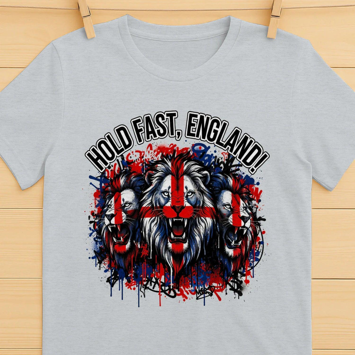 Hold Fast England Triple Lion T-Shirt – Street Graphic - Celtic Wolfwear