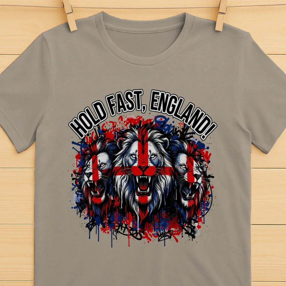 Hold Fast England Triple Lion T-Shirt – Street Graphic - Celtic Wolfwear