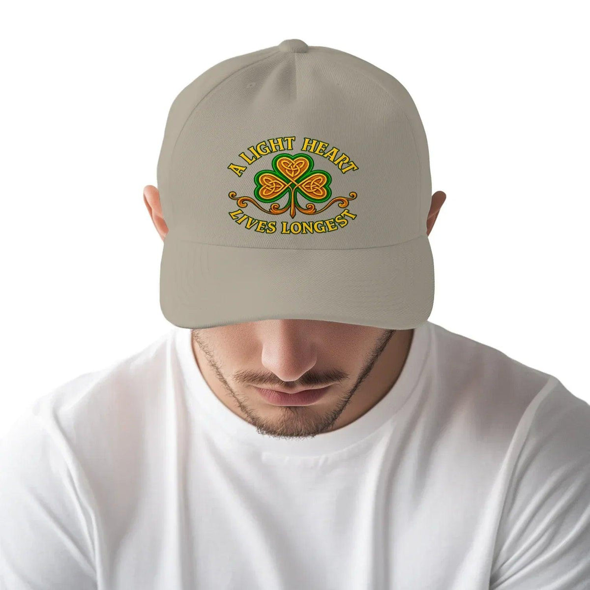 Irish 5-Panel Cap - A Light Heart Lives Longest One Size - Celtic Wolfwear