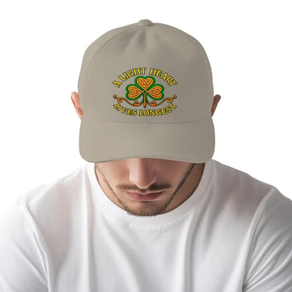 Irish 5-Panel Cap - A Light Heart Lives Longest One Size - Celtic Wolfwear