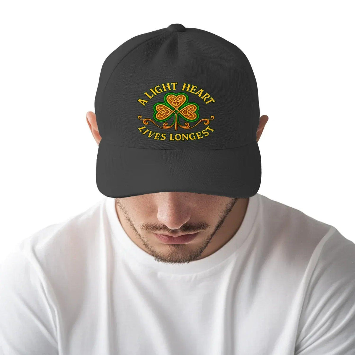 Irish 5-Panel Cap - A Light Heart Lives Longest One Size - Celtic Wolfwear