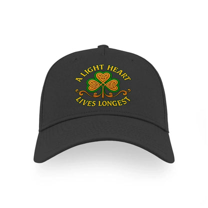 Irish 5-Panel Cap - A Light Heart Lives Longest One Size - Celtic Wolfwear
