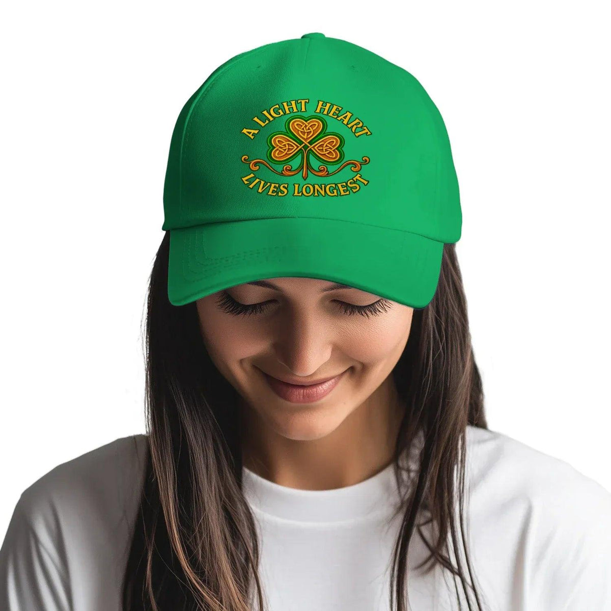 Irish 5-Panel Cap - A Light Heart Lives Longest One Size - Celtic Wolfwear