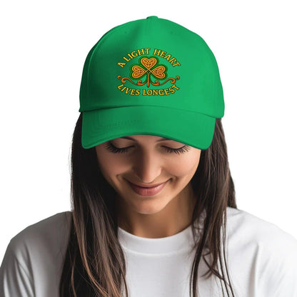 Irish 5-Panel Cap - A Light Heart Lives Longest One Size - Celtic Wolfwear