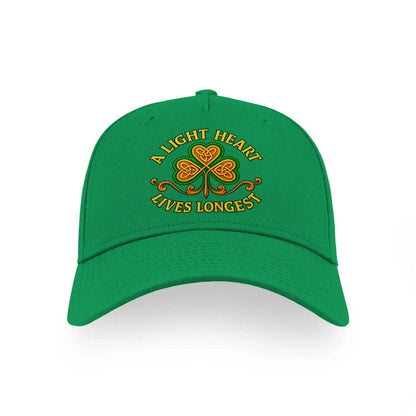 Irish 5-Panel Cap - A Light Heart Lives Longest One Size - Celtic Wolfwear