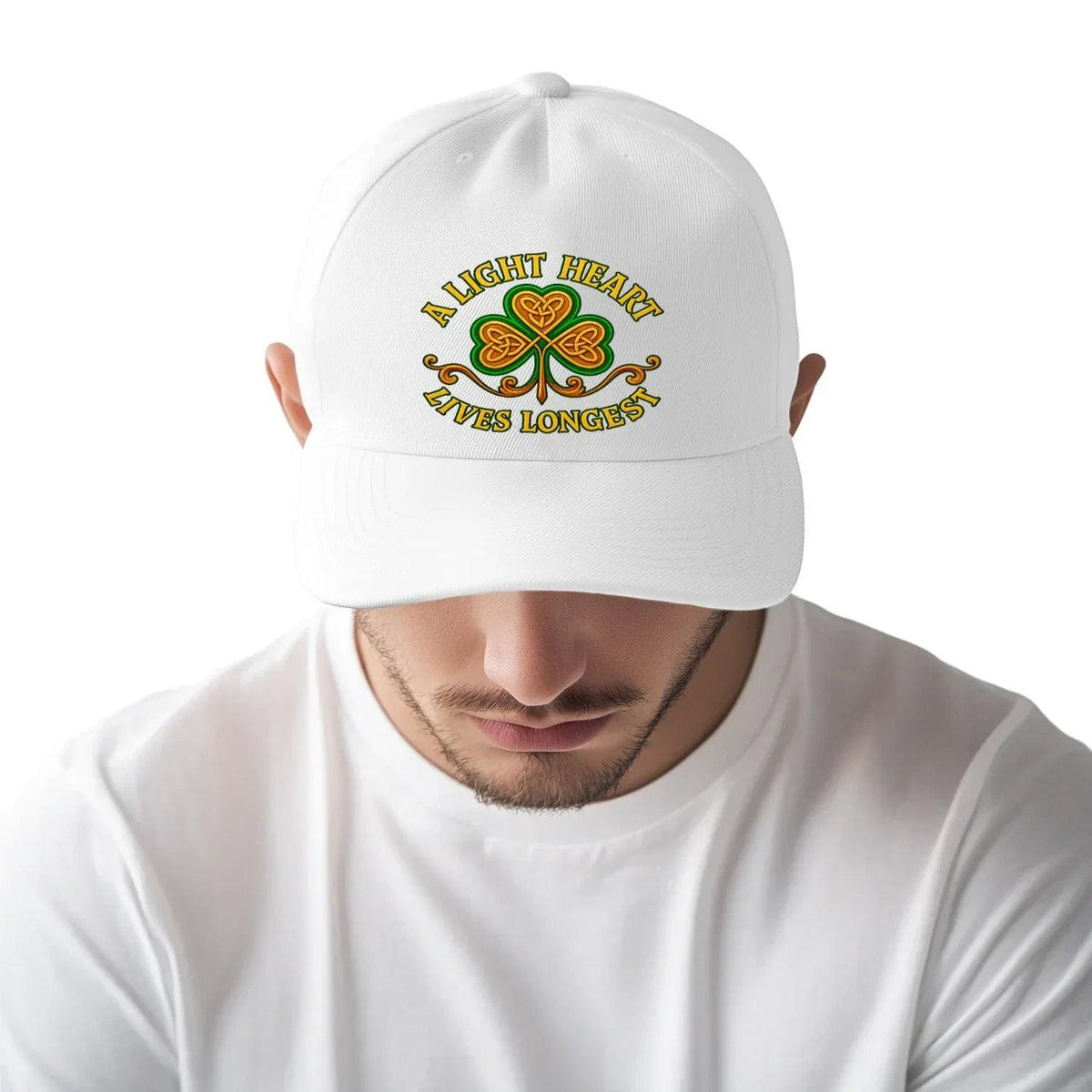 Irish 5-Panel Cap - A Light Heart Lives Longest One Size - Celtic Wolfwear