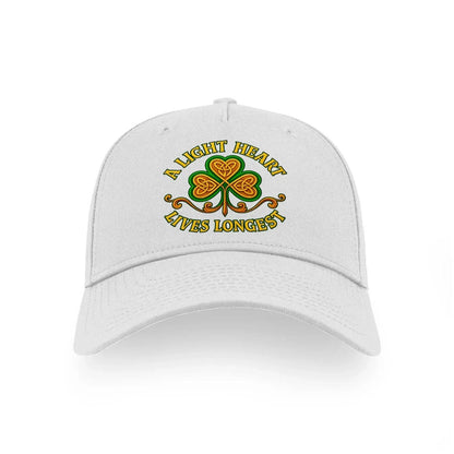 Irish 5-Panel Cap - A Light Heart Lives Longest One Size - Celtic Wolfwear