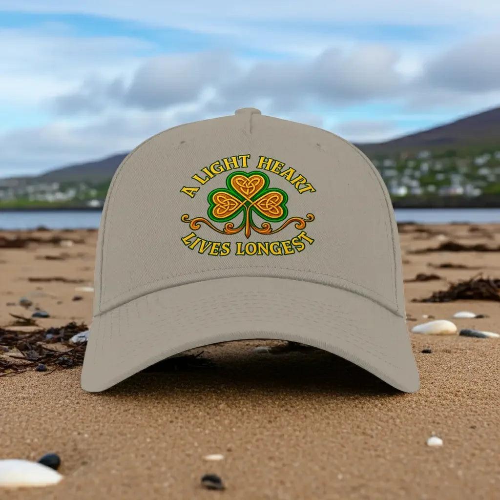 Irish 5-Panel Cap - A Light Heart Lives Longest One Size - Celtic Wolfwear