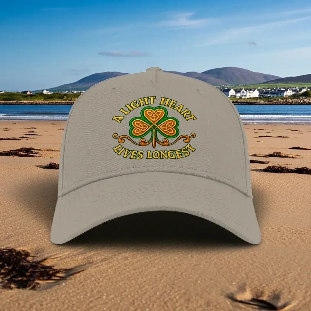 Irish 5-Panel Cap - A Light Heart Lives Longest One Size - Celtic Wolfwear