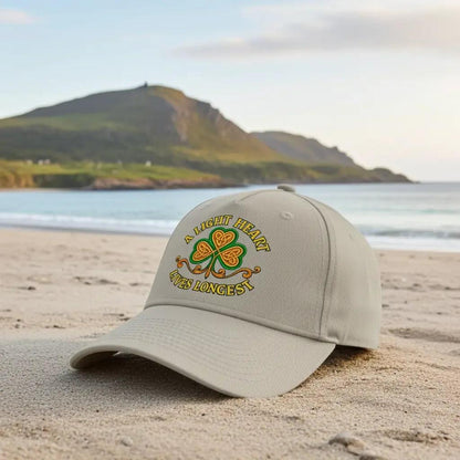 Irish 5-Panel Cap - A Light Heart Lives Longest One Size - Celtic Wolfwear