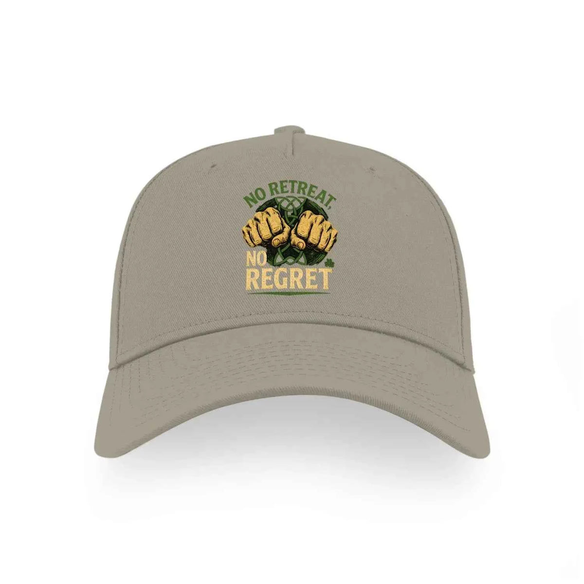 Irish 5-Panel Cap - No Retreat No Regret Adjustable Fit - Celtic Wolfwear