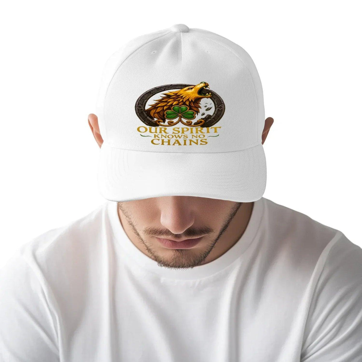Irish 5-Panel Cap - Our Spirit Knows No Chains One Size - Celtic Wolfwear