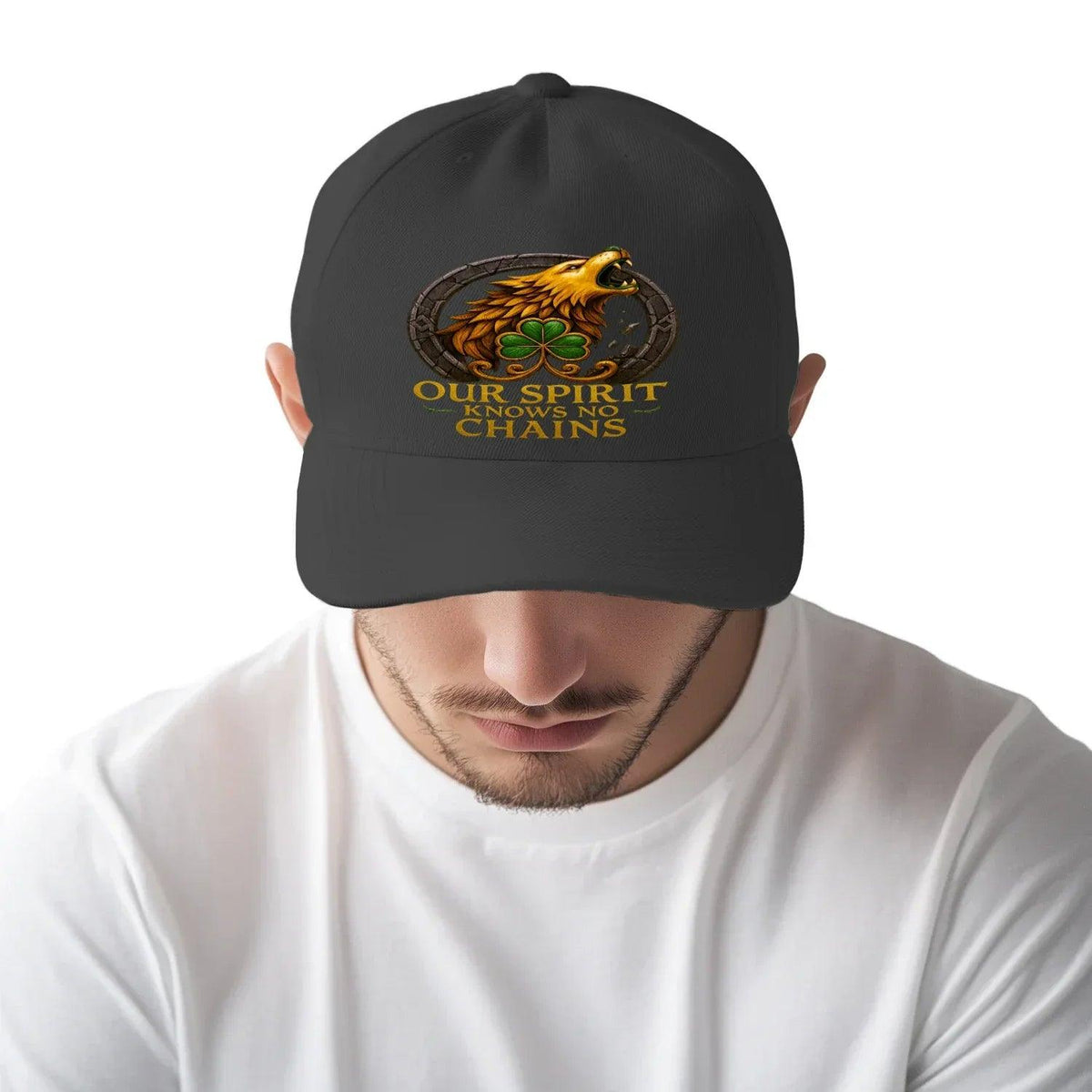 Irish 5-Panel Cap - Our Spirit Knows No Chains One Size - Celtic Wolfwear