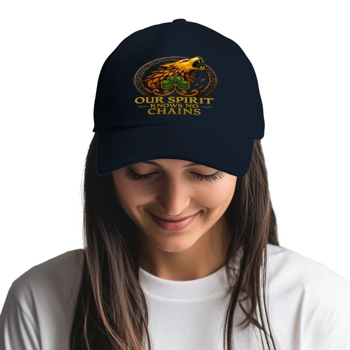 Irish 5-Panel Cap - Our Spirit Knows No Chains One Size - Celtic Wolfwear