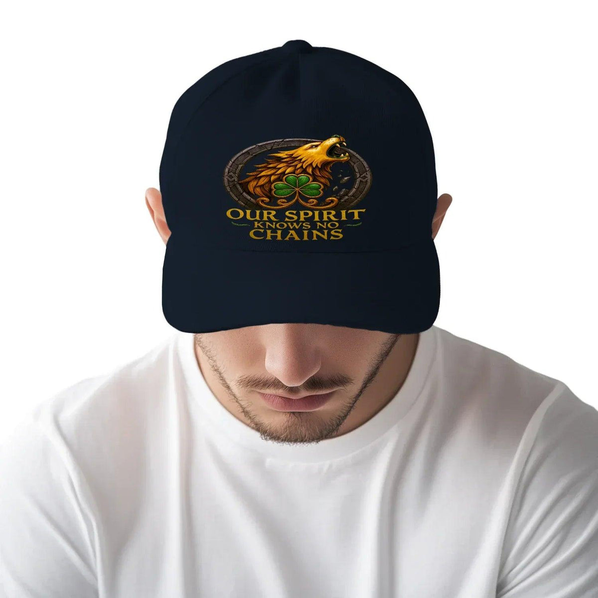 Irish 5-Panel Cap - Our Spirit Knows No Chains One Size - Celtic Wolfwear