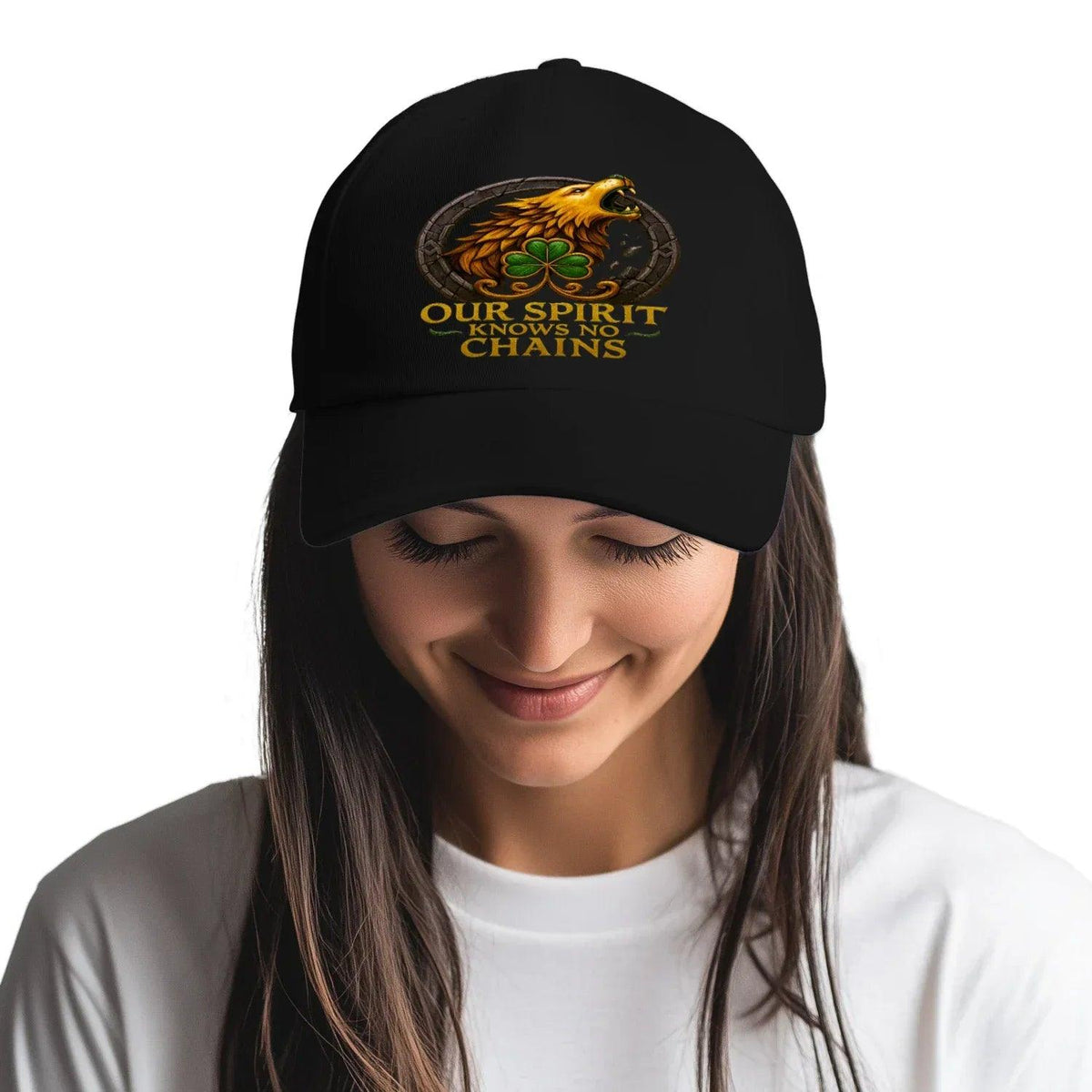Irish 5-Panel Cap - Our Spirit Knows No Chains One Size - Celtic Wolfwear
