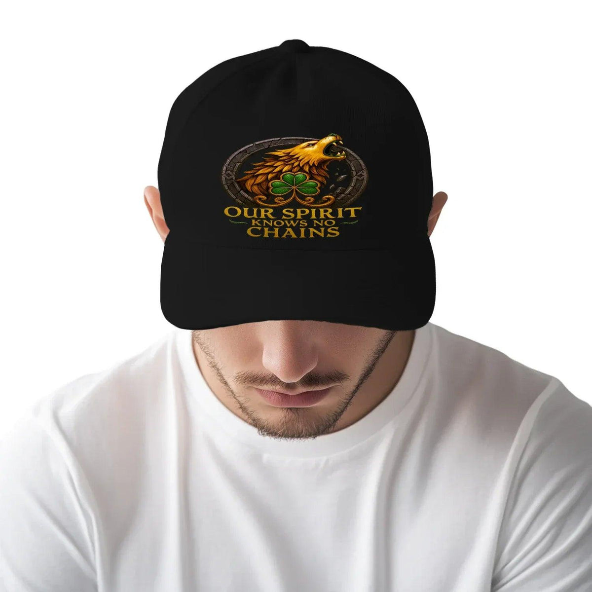 Irish 5-Panel Cap - Our Spirit Knows No Chains One Size - Celtic Wolfwear