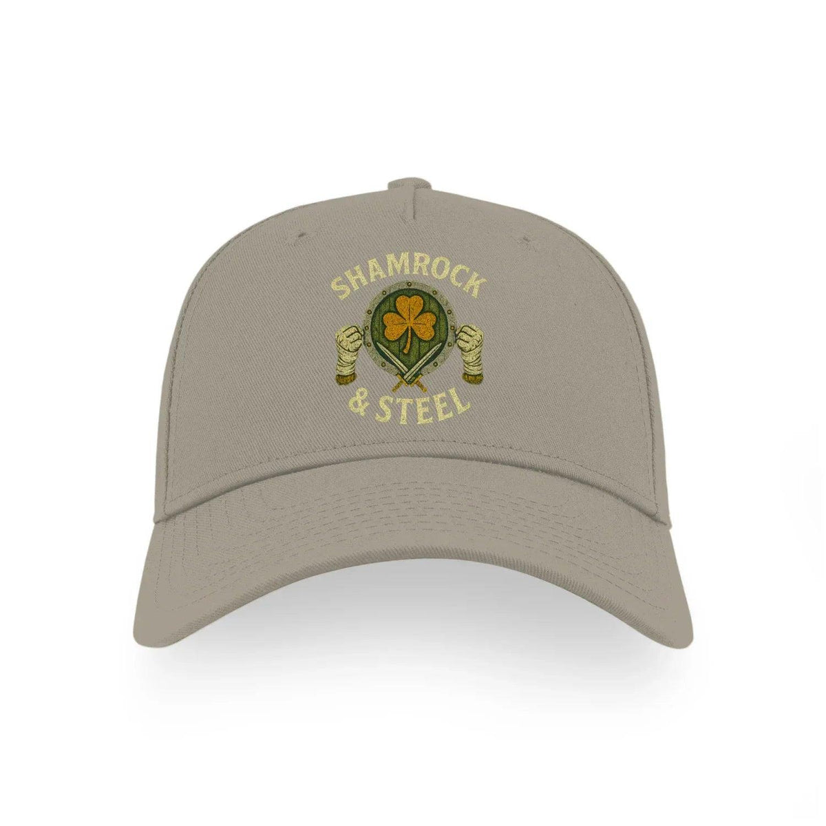 Irish 5-Panel Cap - Shamrock Steel, Adjustable Headwear - Celtic Wolfwear