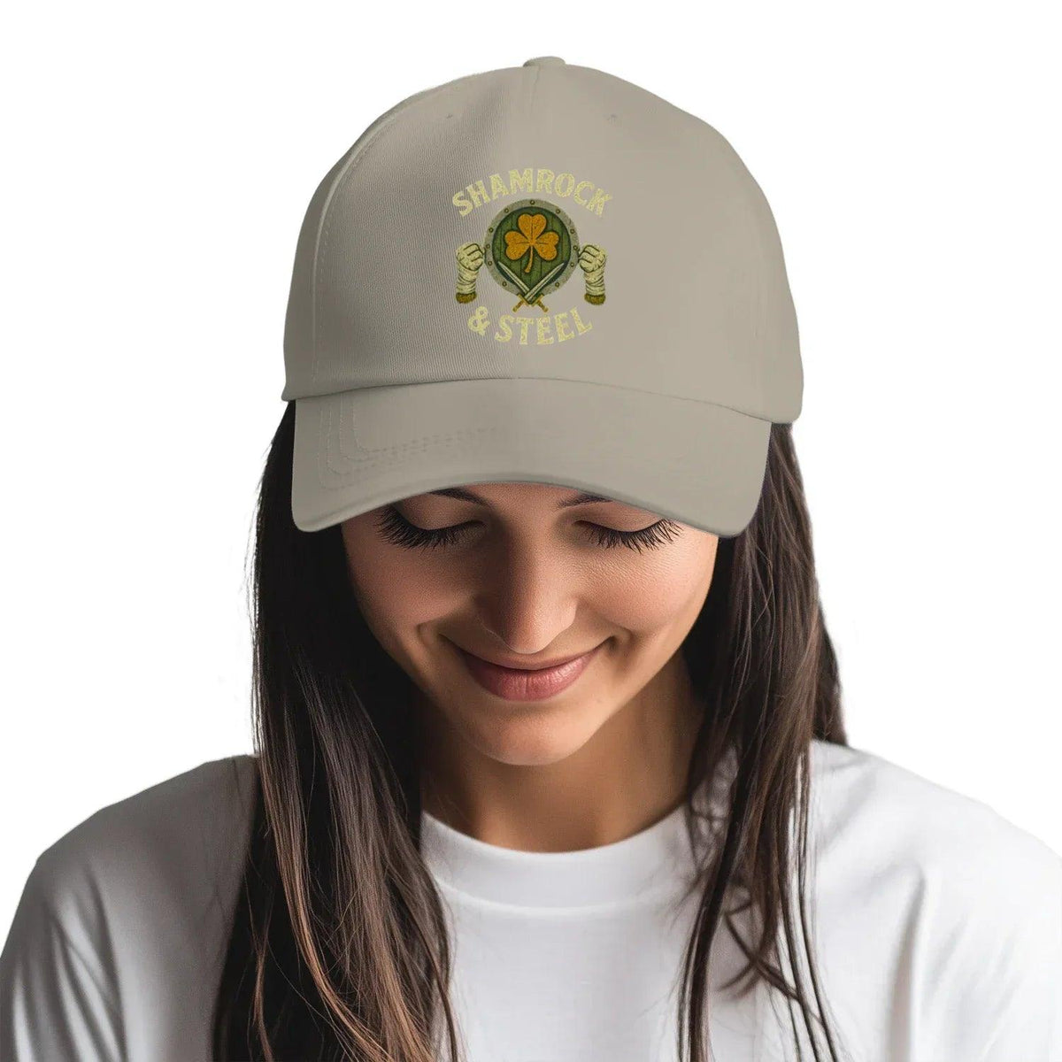 Irish 5-Panel Cap - Shamrock Steel, Adjustable Headwear - Celtic Wolfwear