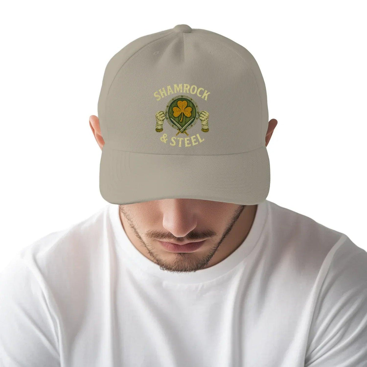 Irish 5-Panel Cap - Shamrock Steel, Adjustable Headwear - Celtic Wolfwear