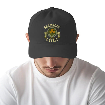 Irish 5-Panel Cap - Shamrock Steel, Adjustable Headwear - Celtic Wolfwear