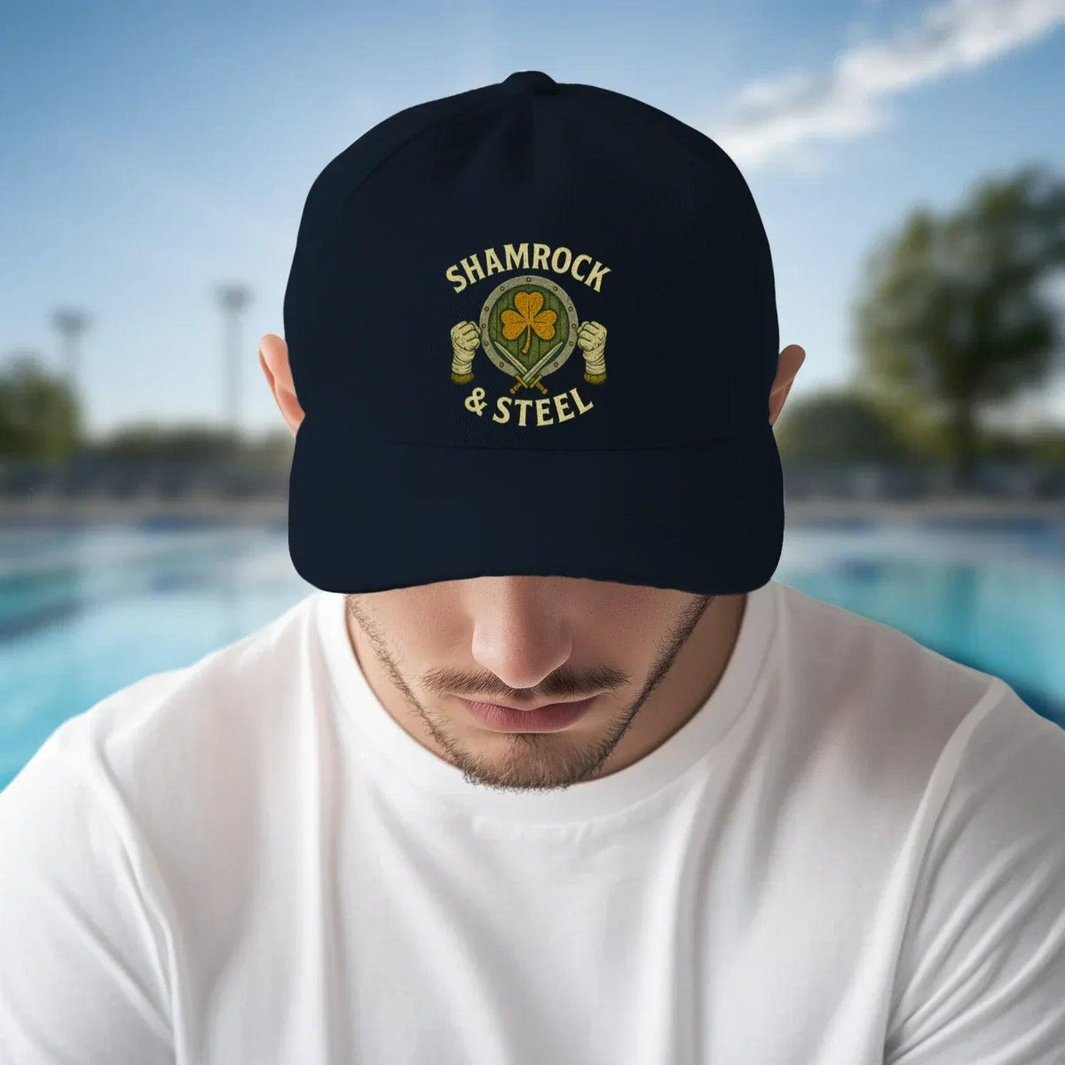 Irish 5-Panel Cap - Shamrock Steel, Adjustable Headwear - Celtic Wolfwear
